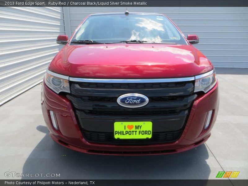 Ruby Red / Charcoal Black/Liquid Silver Smoke Metallic 2013 Ford Edge Sport