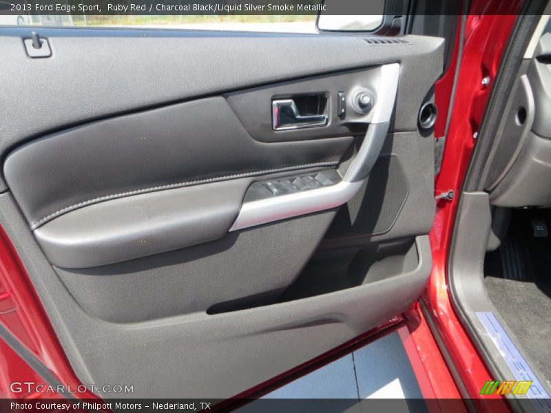 Ruby Red / Charcoal Black/Liquid Silver Smoke Metallic 2013 Ford Edge Sport