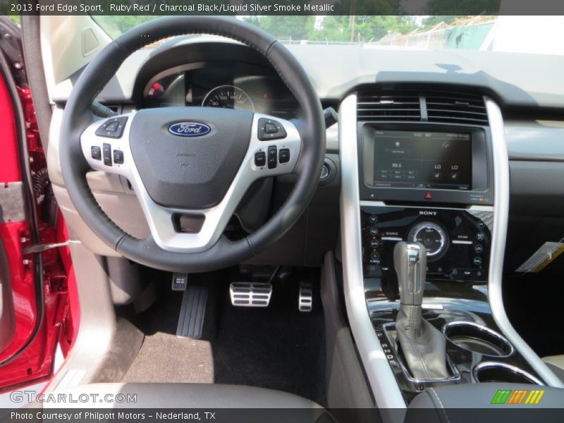 Ruby Red / Charcoal Black/Liquid Silver Smoke Metallic 2013 Ford Edge Sport