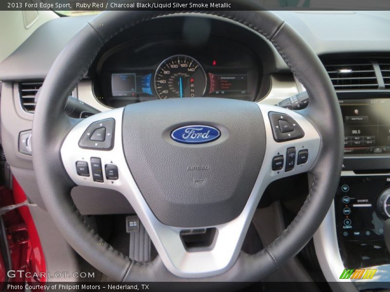 Ruby Red / Charcoal Black/Liquid Silver Smoke Metallic 2013 Ford Edge Sport