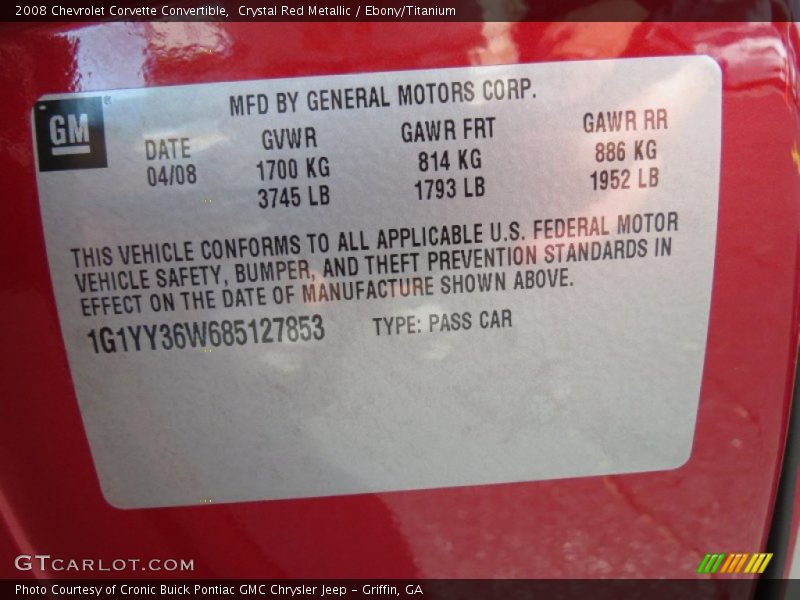 Crystal Red Metallic / Ebony/Titanium 2008 Chevrolet Corvette Convertible