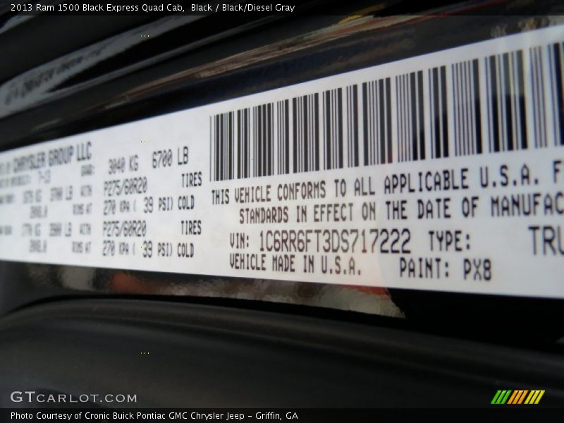Black / Black/Diesel Gray 2013 Ram 1500 Black Express Quad Cab