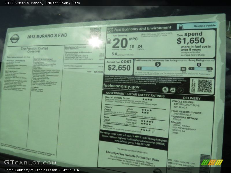 Brilliant Silver / Black 2013 Nissan Murano S