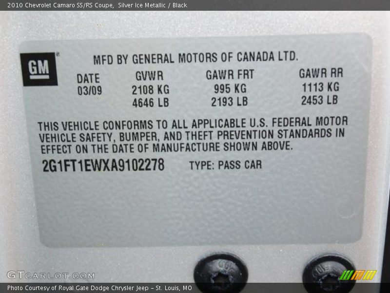 Silver Ice Metallic / Black 2010 Chevrolet Camaro SS/RS Coupe