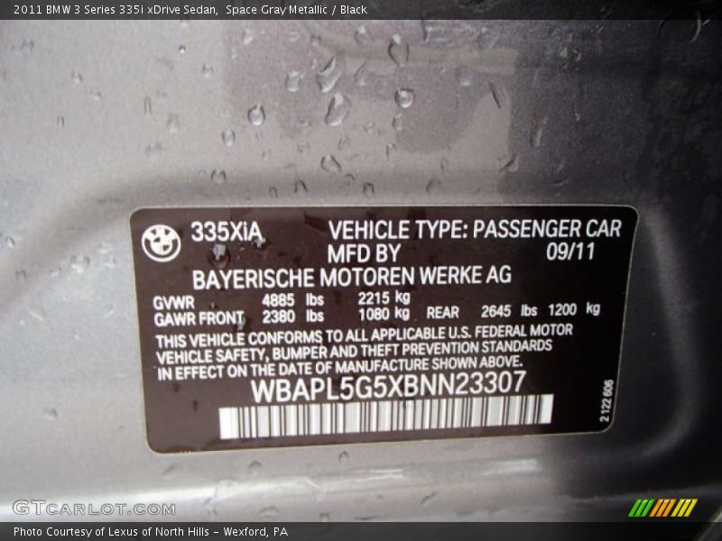 Space Gray Metallic / Black 2011 BMW 3 Series 335i xDrive Sedan