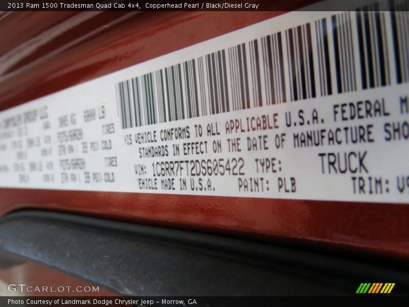 Copperhead Pearl / Black/Diesel Gray 2013 Ram 1500 Tradesman Quad Cab 4x4