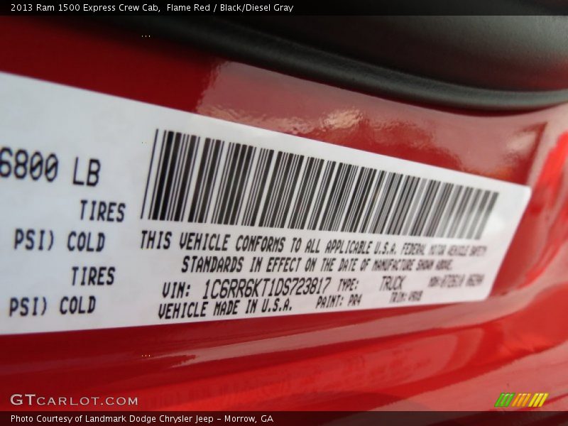 Flame Red / Black/Diesel Gray 2013 Ram 1500 Express Crew Cab
