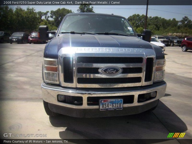 Dark Blue Pearl Metallic / Camel 2008 Ford F250 Super Duty Lariat Crew Cab 4x4