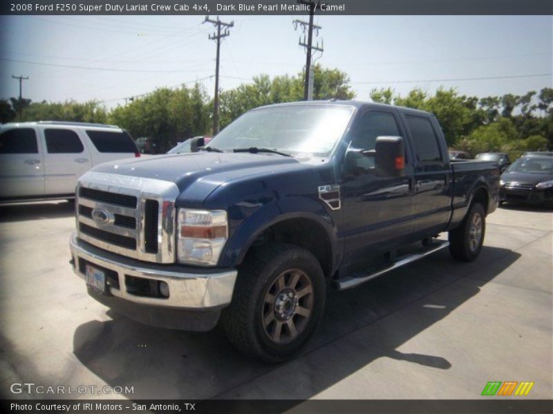 Dark Blue Pearl Metallic / Camel 2008 Ford F250 Super Duty Lariat Crew Cab 4x4