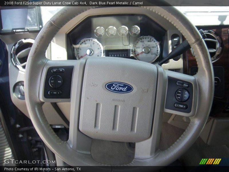 Dark Blue Pearl Metallic / Camel 2008 Ford F250 Super Duty Lariat Crew Cab 4x4