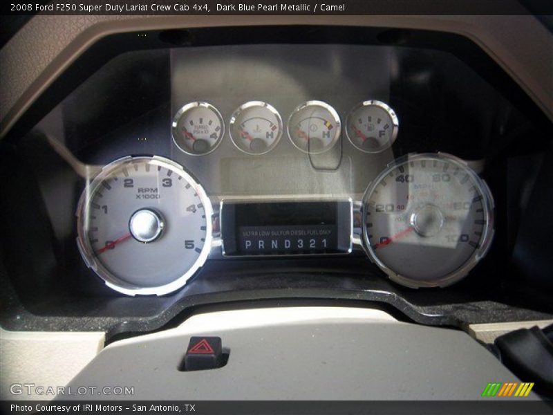 Dark Blue Pearl Metallic / Camel 2008 Ford F250 Super Duty Lariat Crew Cab 4x4
