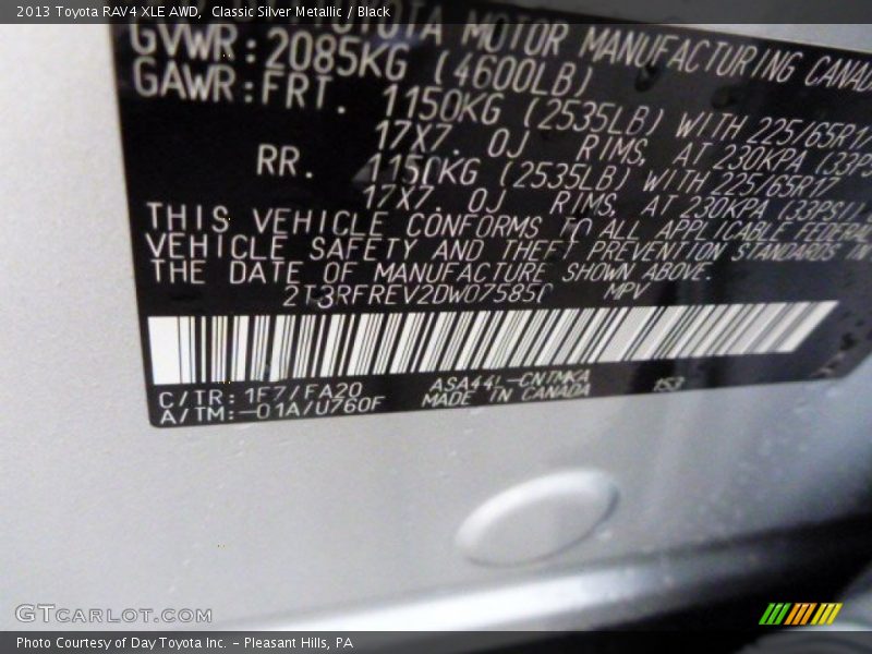 Classic Silver Metallic / Black 2013 Toyota RAV4 XLE AWD
