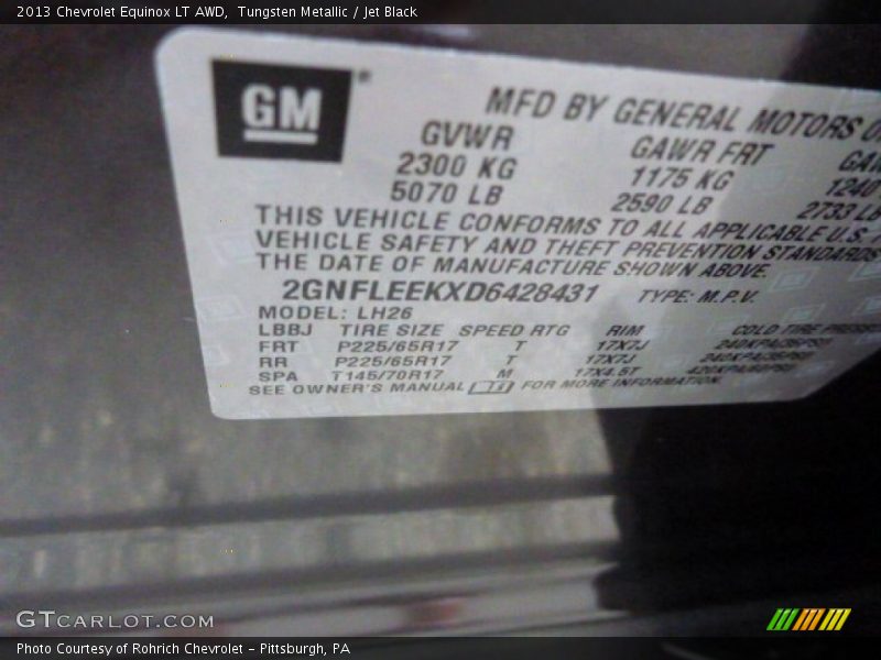 Tungsten Metallic / Jet Black 2013 Chevrolet Equinox LT AWD