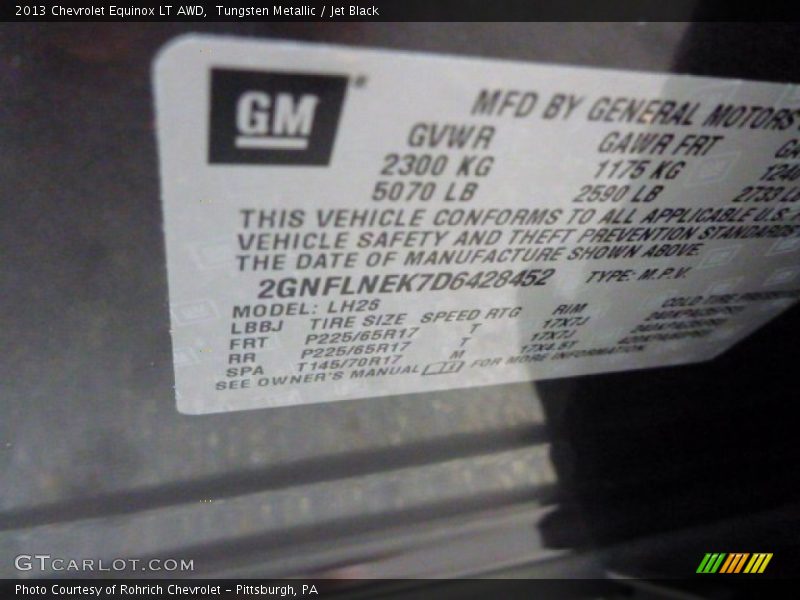 Tungsten Metallic / Jet Black 2013 Chevrolet Equinox LT AWD