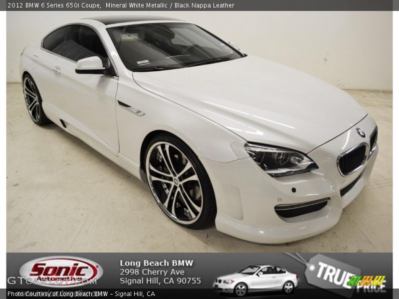 Mineral White Metallic / Black Nappa Leather 2012 BMW 6 Series 650i Coupe