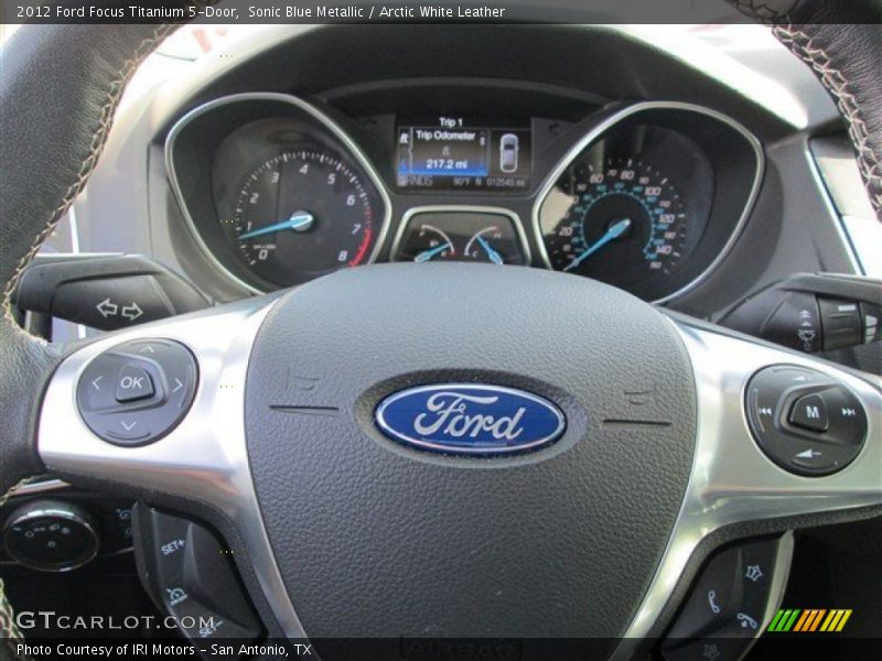 Sonic Blue Metallic / Arctic White Leather 2012 Ford Focus Titanium 5-Door