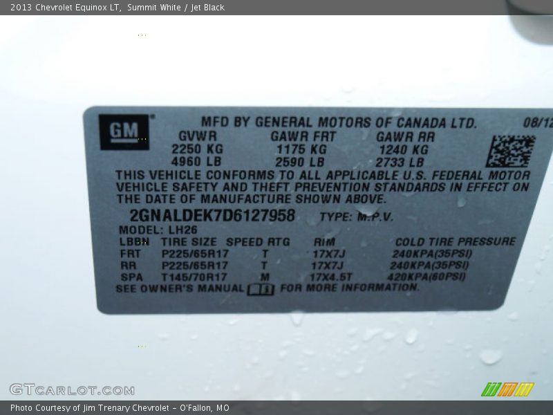 Summit White / Jet Black 2013 Chevrolet Equinox LT