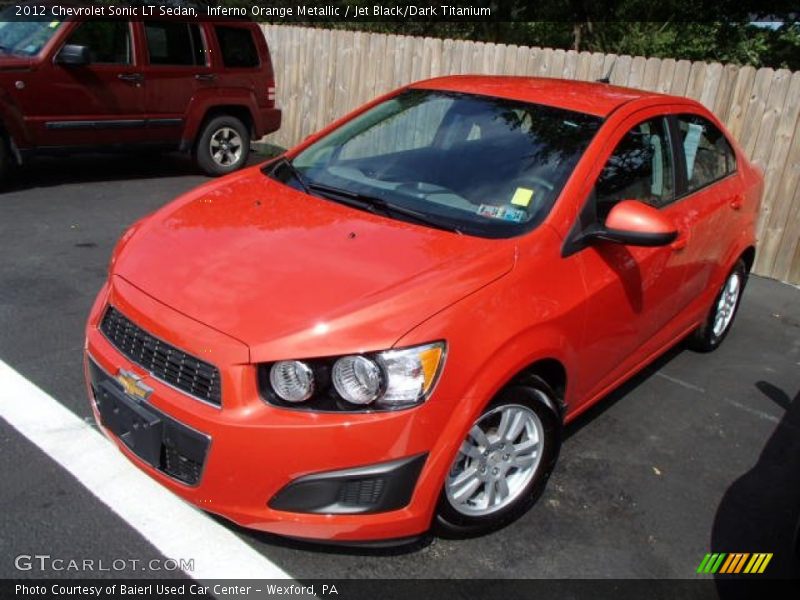 Inferno Orange Metallic / Jet Black/Dark Titanium 2012 Chevrolet Sonic LT Sedan