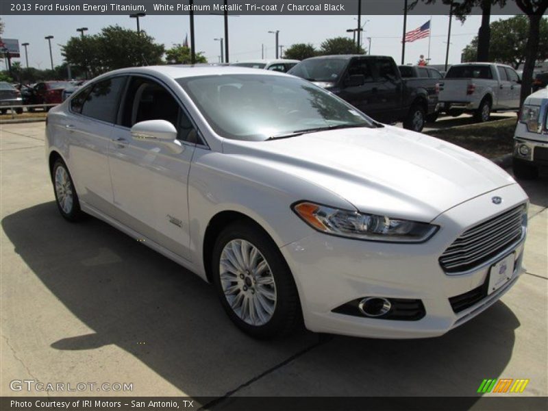 White Platinum Metallic Tri-coat / Charcoal Black 2013 Ford Fusion Energi Titanium