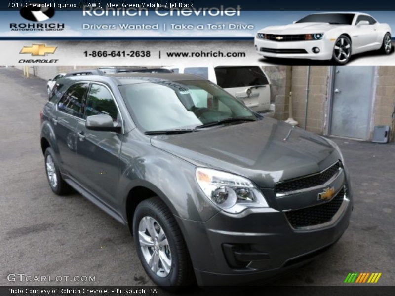 Steel Green Metallic / Jet Black 2013 Chevrolet Equinox LT AWD