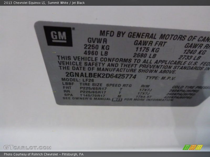 Summit White / Jet Black 2013 Chevrolet Equinox LS