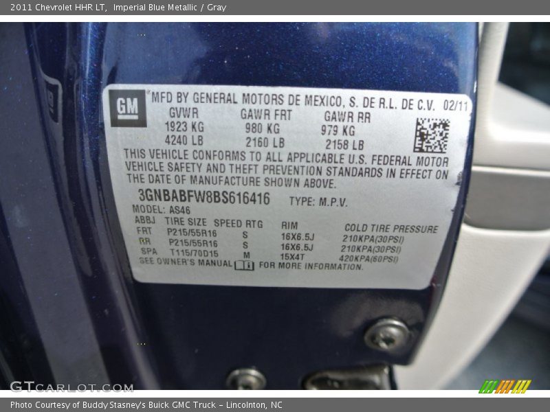 Imperial Blue Metallic / Gray 2011 Chevrolet HHR LT