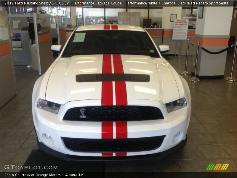 Performance White / Charcoal Black/Red Recaro Sport Seats 2012 Ford Mustang Shelby GT500 SVT Performance Package Coupe
