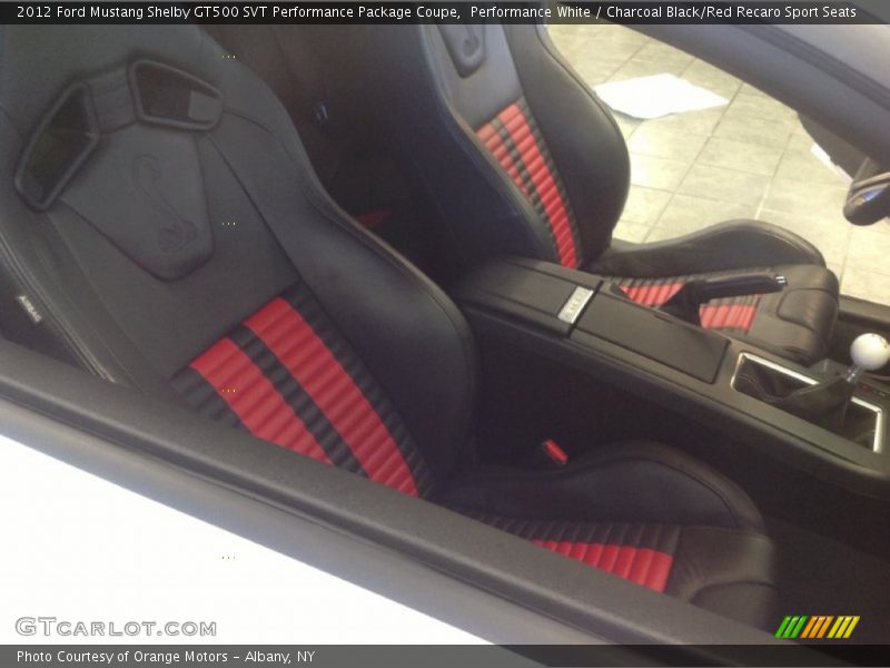 Performance White / Charcoal Black/Red Recaro Sport Seats 2012 Ford Mustang Shelby GT500 SVT Performance Package Coupe