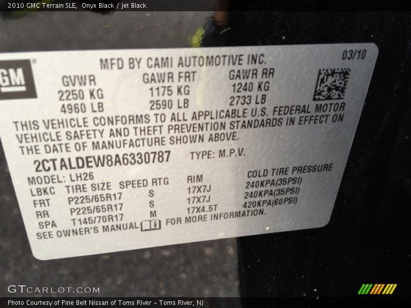 Onyx Black / Jet Black 2010 GMC Terrain SLE