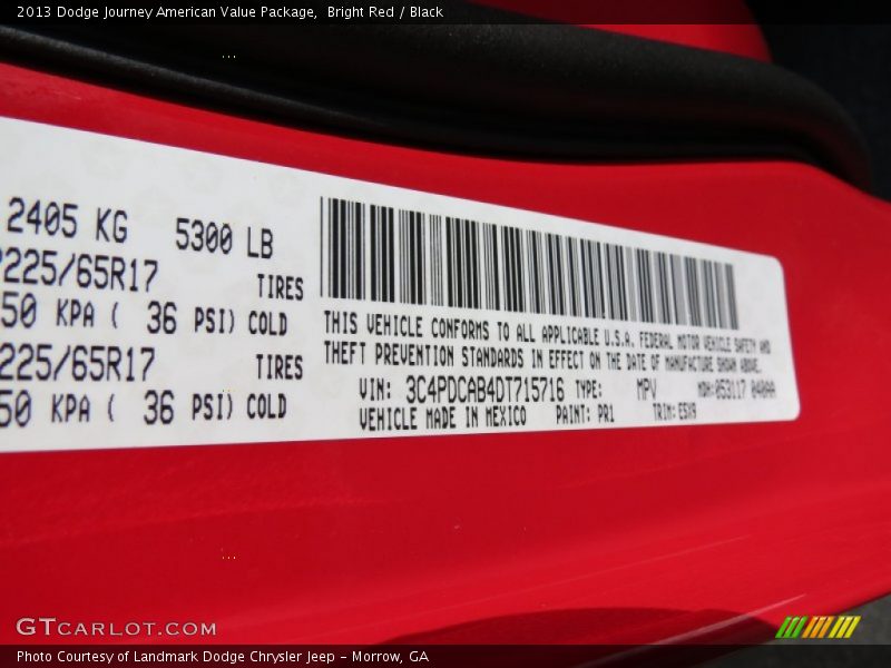 Bright Red / Black 2013 Dodge Journey American Value Package