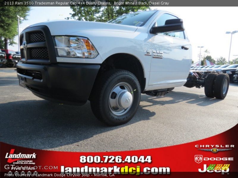 Bright White / Black/Diesel Gray 2013 Ram 3500 Tradesman Regular Cab 4x4 Dually Chassis