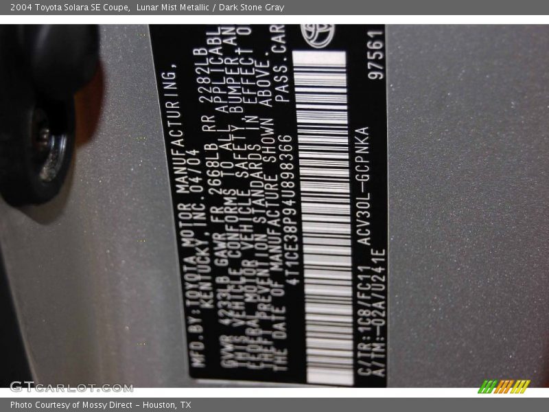 Lunar Mist Metallic / Dark Stone Gray 2004 Toyota Solara SE Coupe