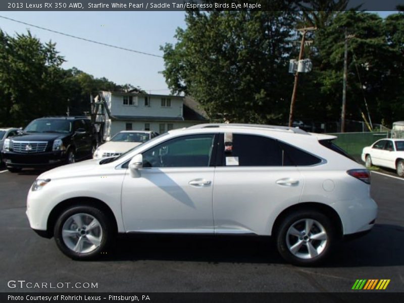 Starfire White Pearl / Saddle Tan/Espresso Birds Eye Maple 2013 Lexus RX 350 AWD