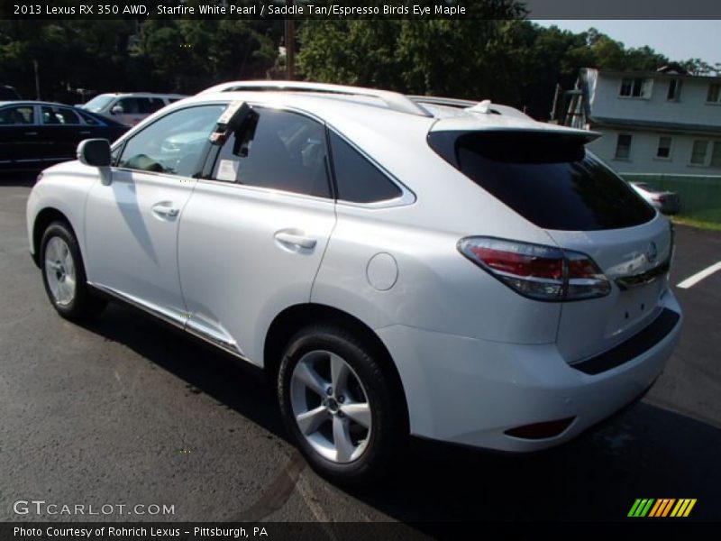 Starfire White Pearl / Saddle Tan/Espresso Birds Eye Maple 2013 Lexus RX 350 AWD