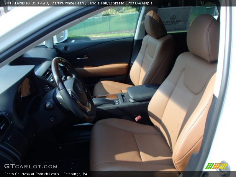 Starfire White Pearl / Saddle Tan/Espresso Birds Eye Maple 2013 Lexus RX 350 AWD