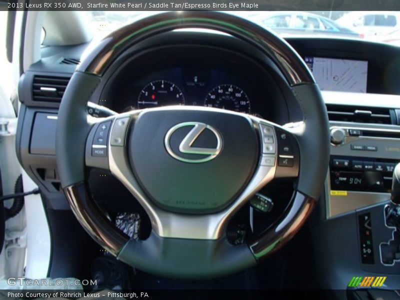 Starfire White Pearl / Saddle Tan/Espresso Birds Eye Maple 2013 Lexus RX 350 AWD