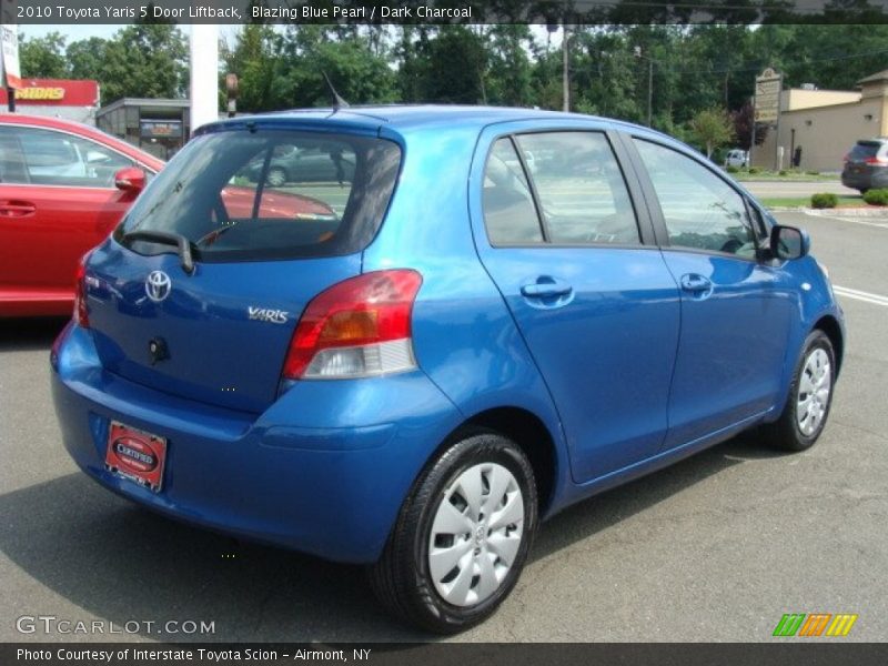 Blazing Blue Pearl / Dark Charcoal 2010 Toyota Yaris 5 Door Liftback