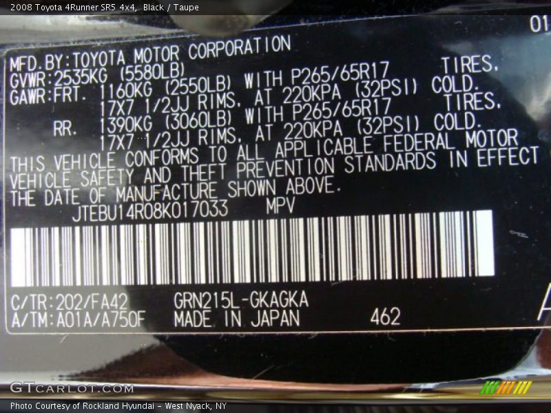 Black / Taupe 2008 Toyota 4Runner SR5 4x4