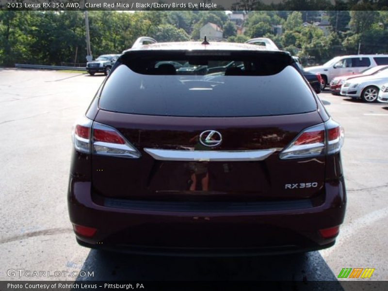 Claret Red Mica / Black/Ebony Birds Eye Maple 2013 Lexus RX 350 AWD