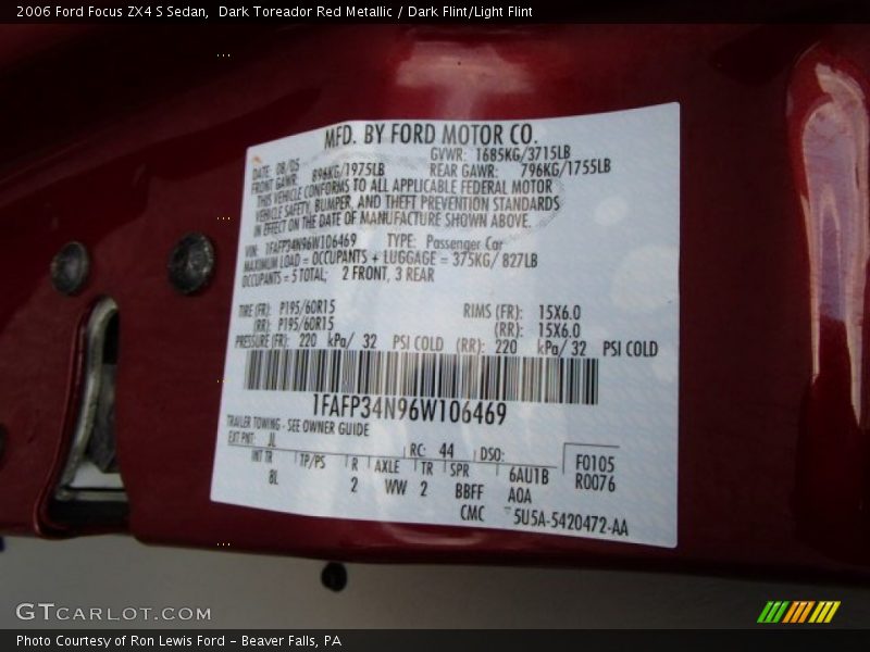 Dark Toreador Red Metallic / Dark Flint/Light Flint 2006 Ford Focus ZX4 S Sedan