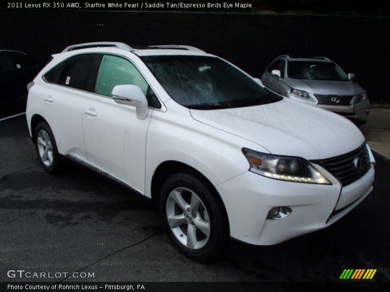 Starfire White Pearl / Saddle Tan/Espresso Birds Eye Maple 2013 Lexus RX 350 AWD