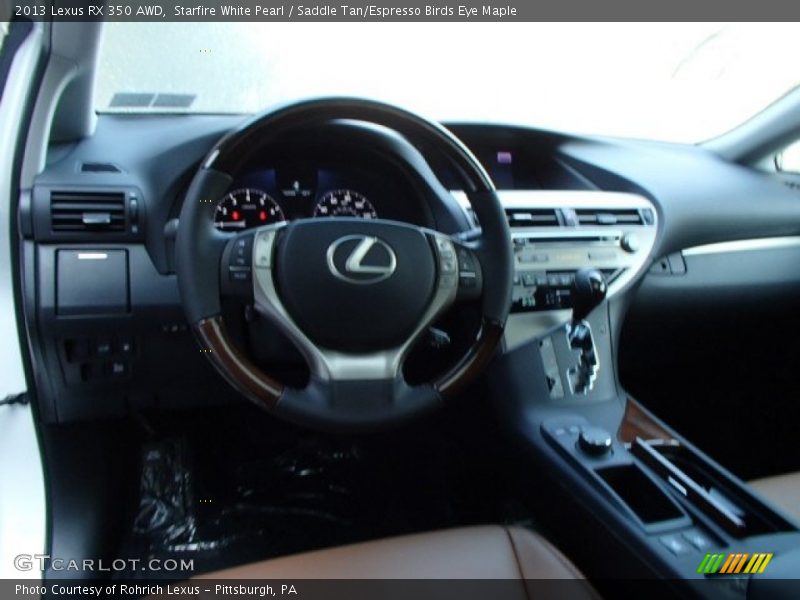 Starfire White Pearl / Saddle Tan/Espresso Birds Eye Maple 2013 Lexus RX 350 AWD