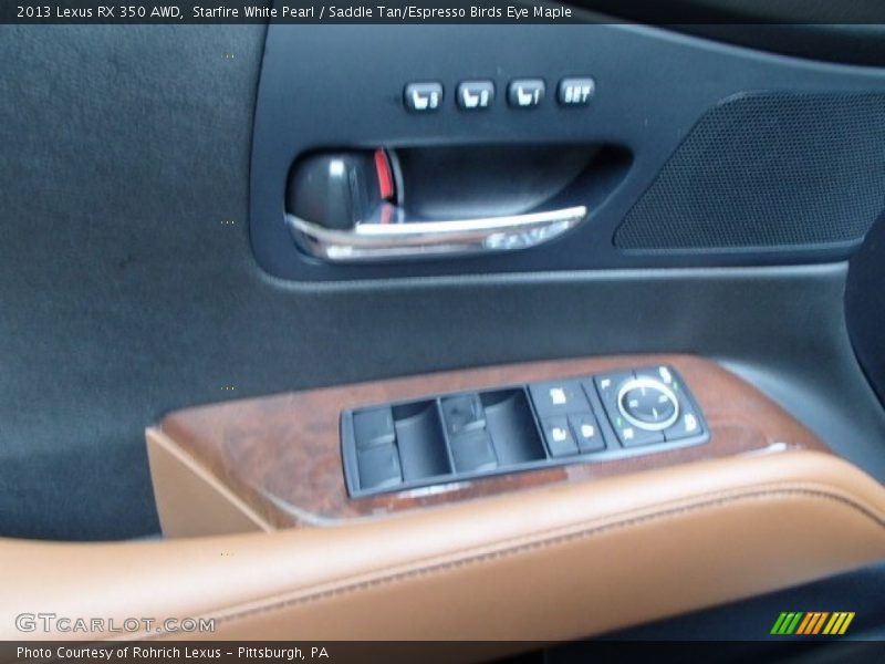 Starfire White Pearl / Saddle Tan/Espresso Birds Eye Maple 2013 Lexus RX 350 AWD