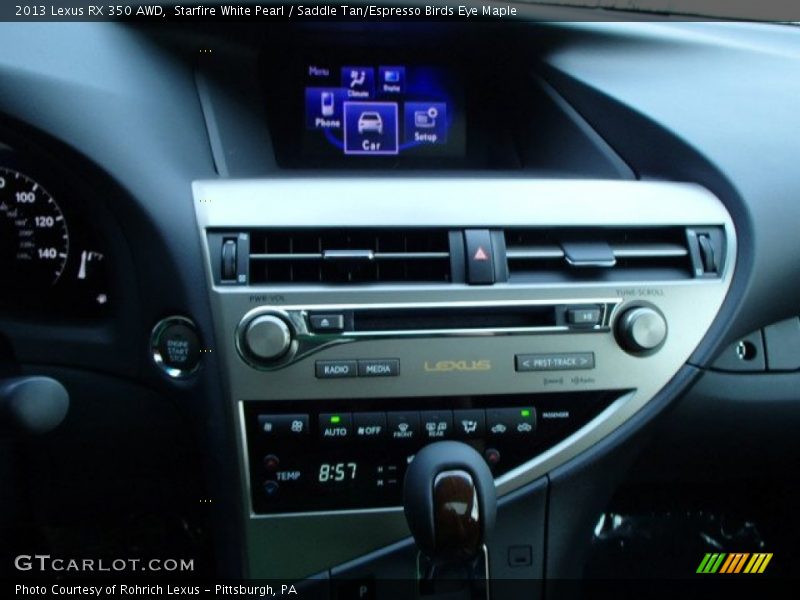 Starfire White Pearl / Saddle Tan/Espresso Birds Eye Maple 2013 Lexus RX 350 AWD