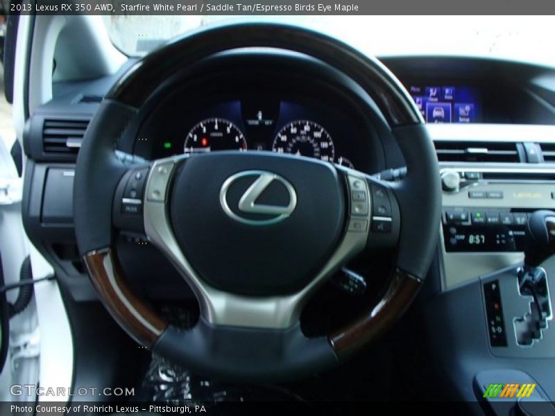 Starfire White Pearl / Saddle Tan/Espresso Birds Eye Maple 2013 Lexus RX 350 AWD