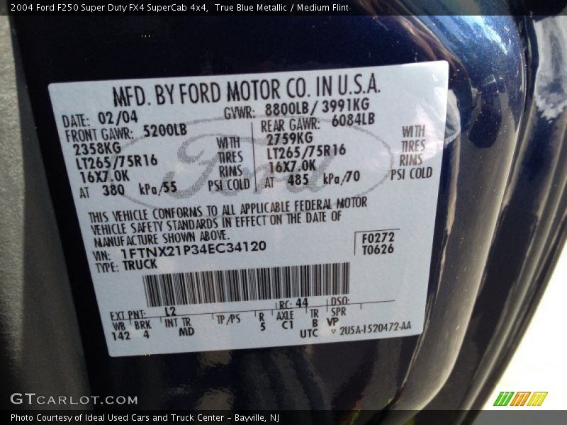 True Blue Metallic / Medium Flint 2004 Ford F250 Super Duty FX4 SuperCab 4x4