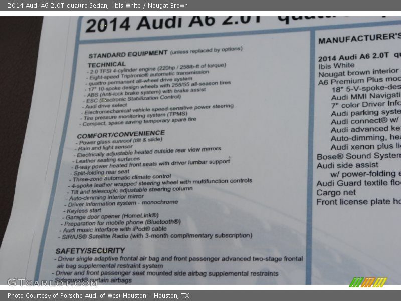 Ibis White / Nougat Brown 2014 Audi A6 2.0T quattro Sedan