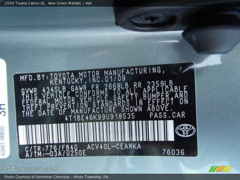 Aloe Green Metallic / Ash 2009 Toyota Camry LE