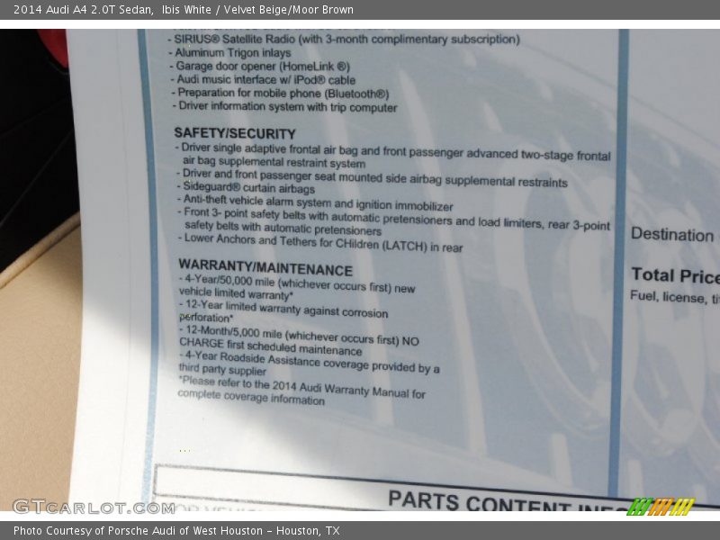 Ibis White / Velvet Beige/Moor Brown 2014 Audi A4 2.0T Sedan