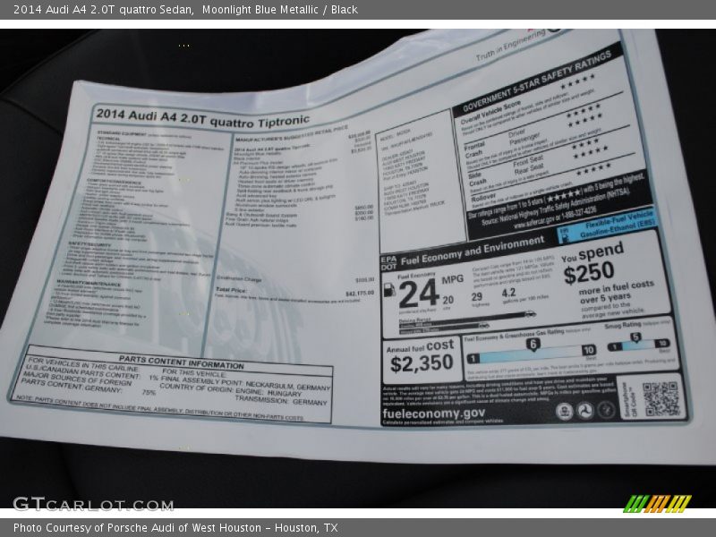 Moonlight Blue Metallic / Black 2014 Audi A4 2.0T quattro Sedan
